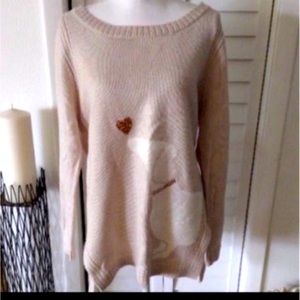 Woman’s Grey Lauren Conrad Dachshund Doxie Wiener Dog Medium Sweater